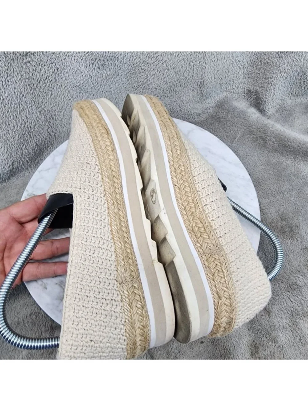 Louise et Cie Shoes Womens Size 8 Calum Cream Crochet Espadrille Flats *Read*